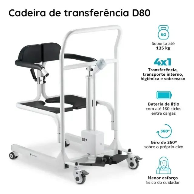 Cadeira Transferência Elevação Higiênica Mobilidade