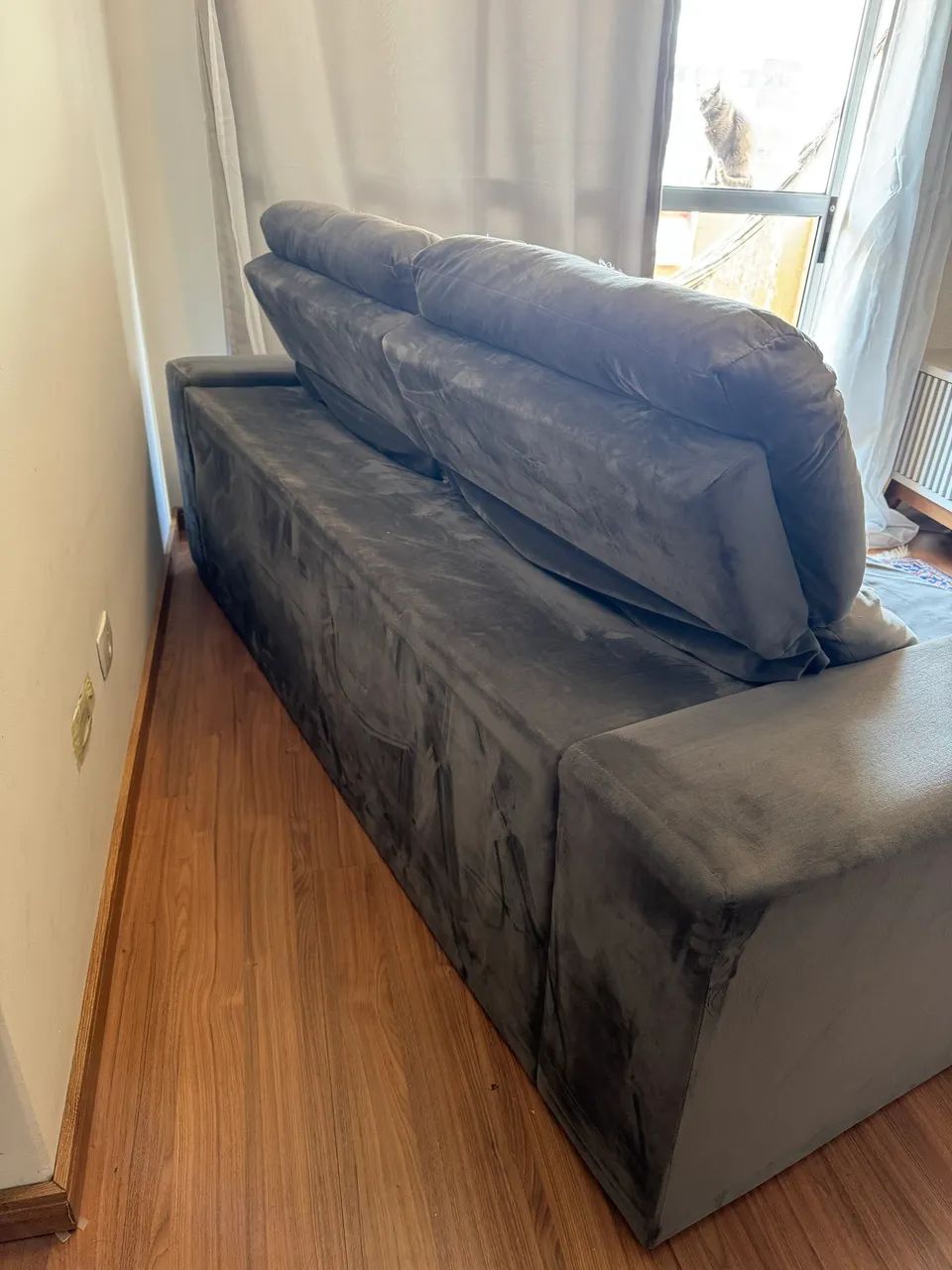 Sofá Retrátil Cinza - 210cm - Foto 3