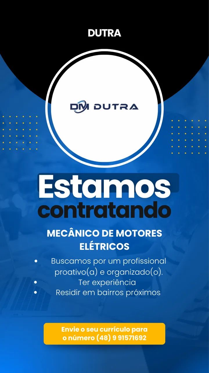 Vaga mecânico de motores elétricos 