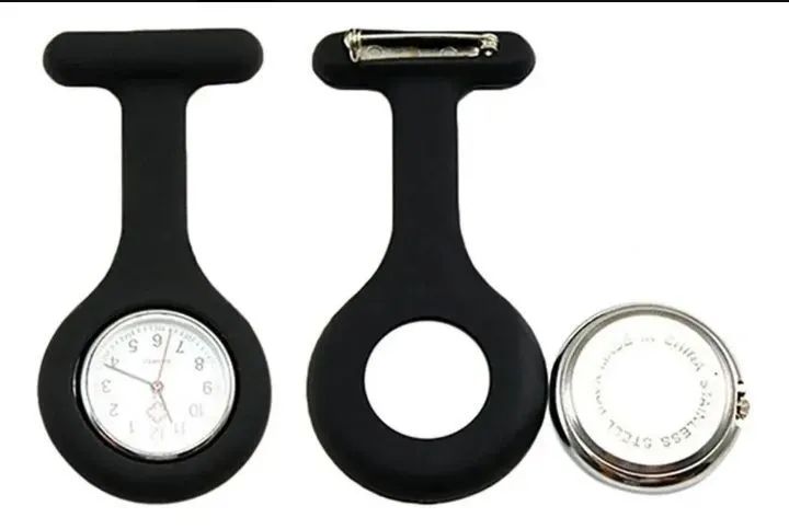 Relógio de lapela ou bolso de silicone preto. - Foto 3