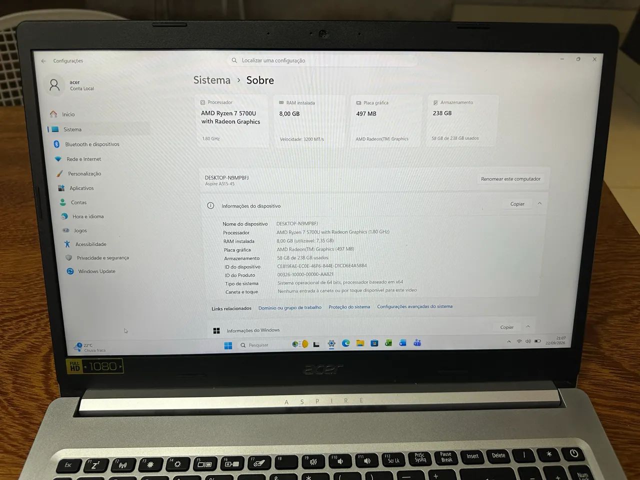 Notebook Acer Ryzen 7 - Foto 2