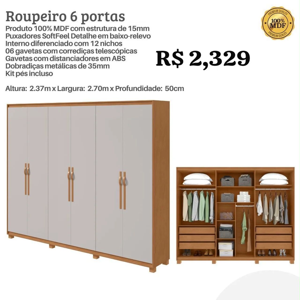 Guarda Roupa Suavita 100% MDF  - Foto 2