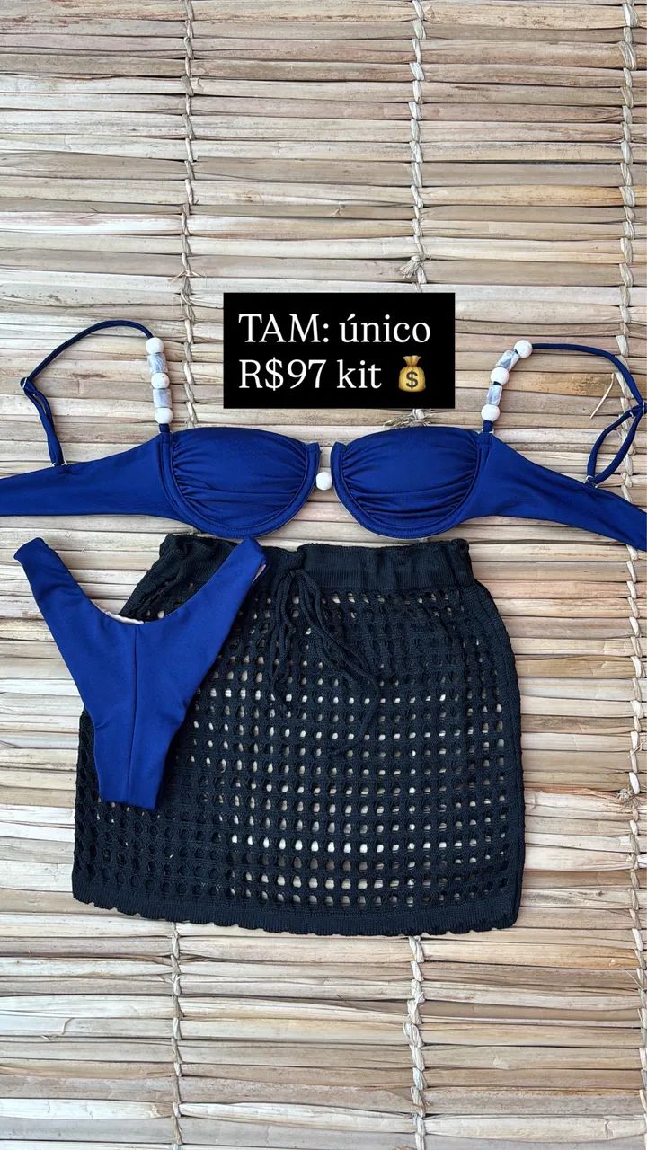 Kit biquíni e saída tricô  - Foto 3
