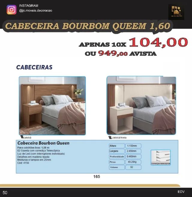 CABECEIRA BOURBOM QUEEM COM LED