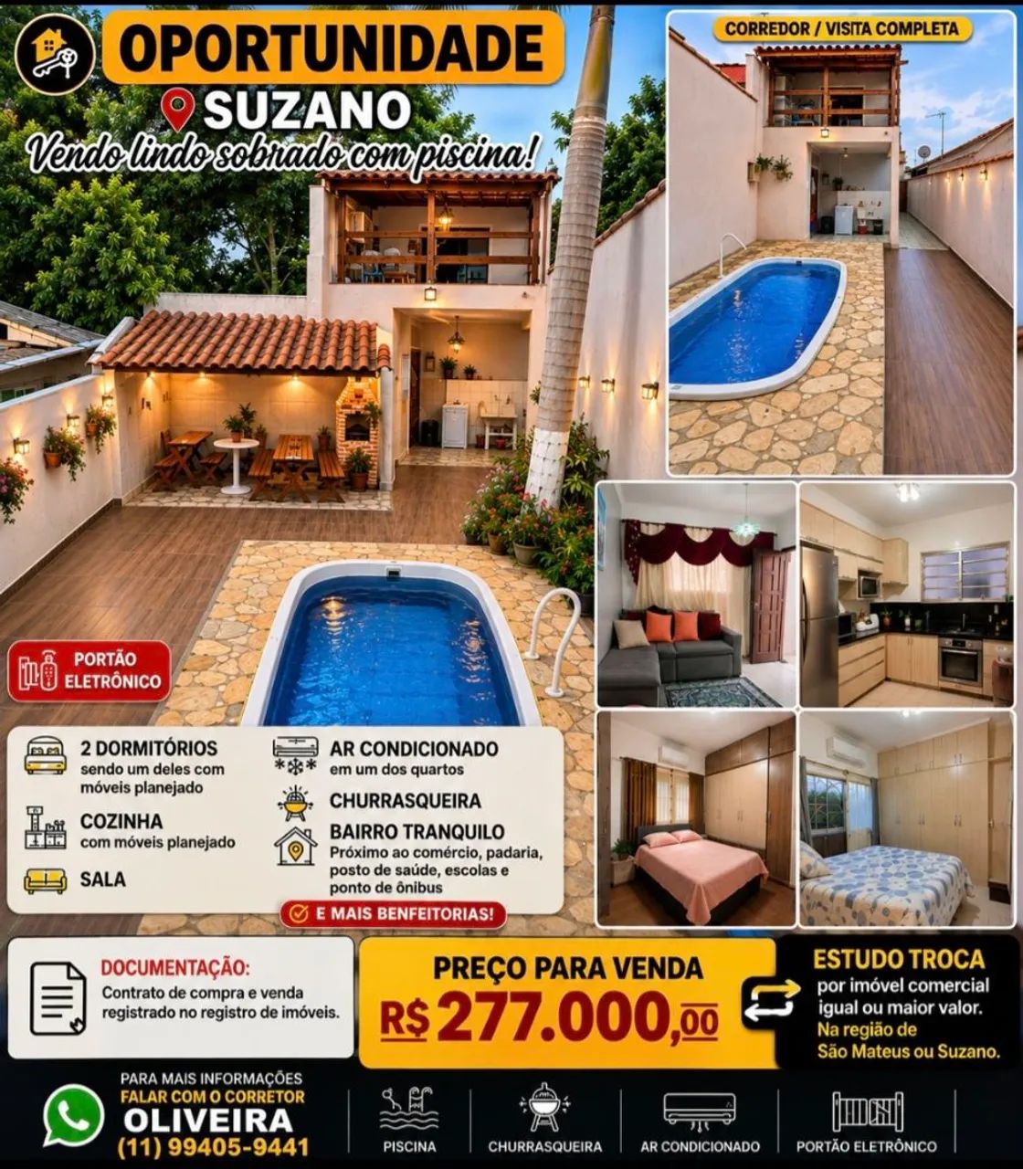 Suzano  vendo ou troco  lindo  sobrado com piscina