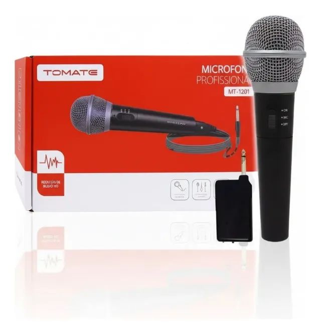 Microfone 2 Em 1 Profissional Com E Sem Fio Som Tv Karaoke