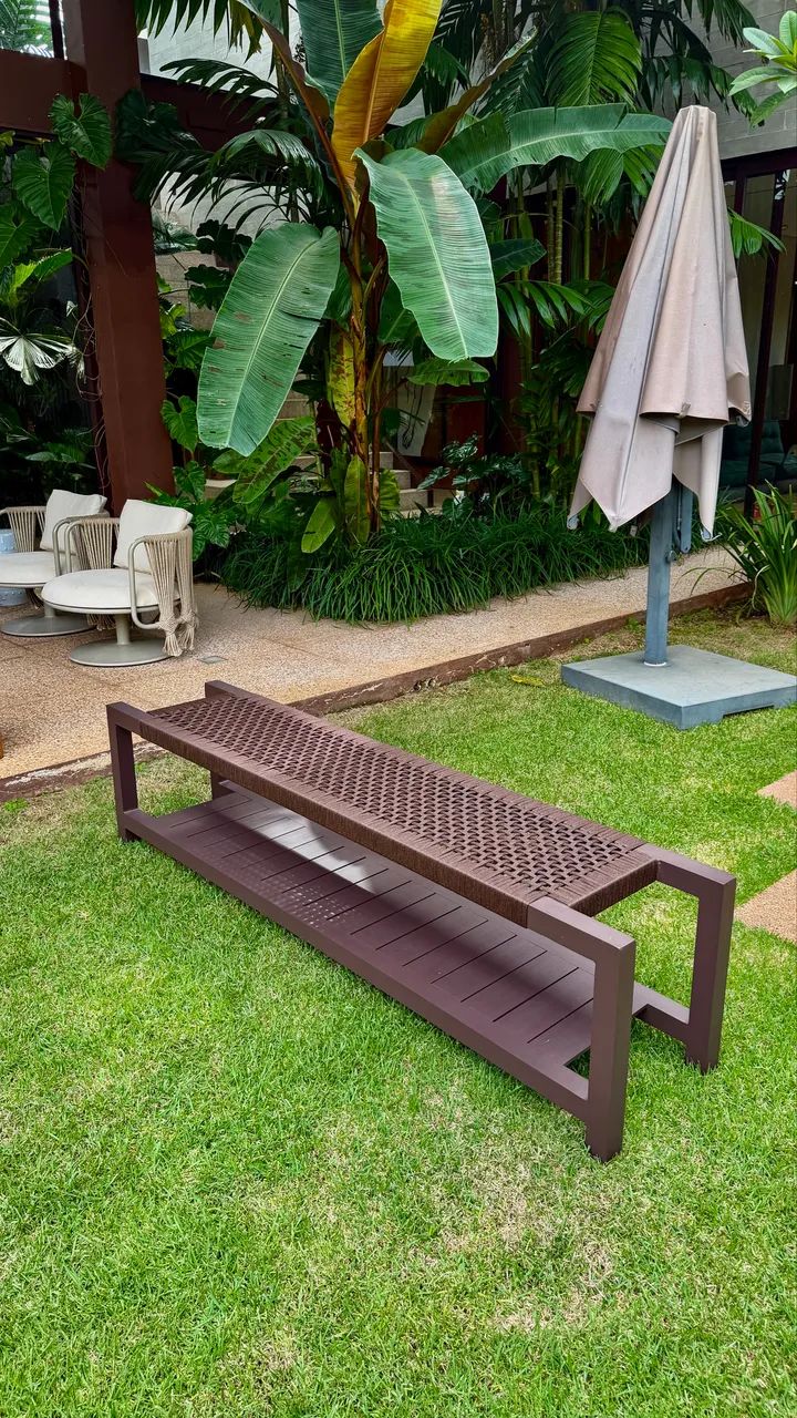 Moveis área externa Banco alumínio ripado corda nautica jardim  - Foto 4