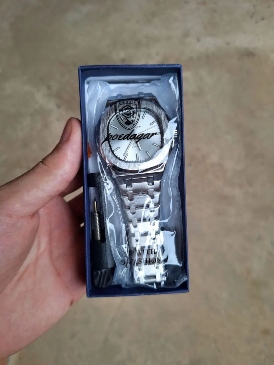Relogio Poedagar Masculino Branco Novo na Caixa - Foto 4