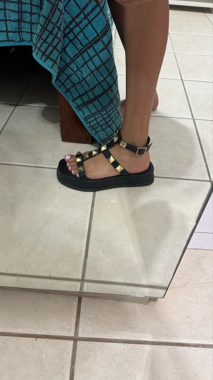 sandália plataforma tarrachas preta cea - Foto 2
