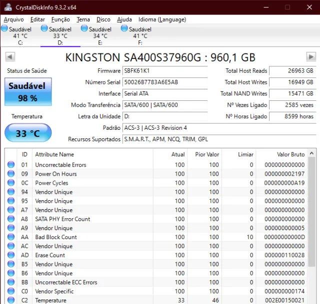 SSD Kingston A400, 960GB, SATA III