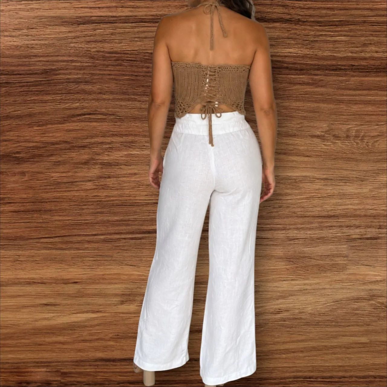 Conjunto praia top e calça  pantalona linho - Foto 2
