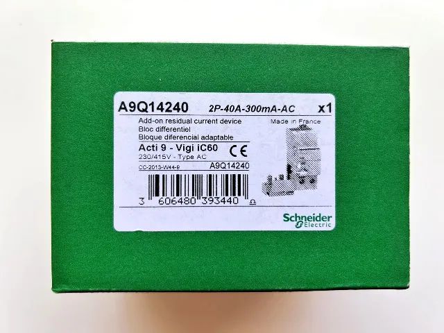 Bloco DR 2P 415V 40A 300mA A9Q14240 Schneider