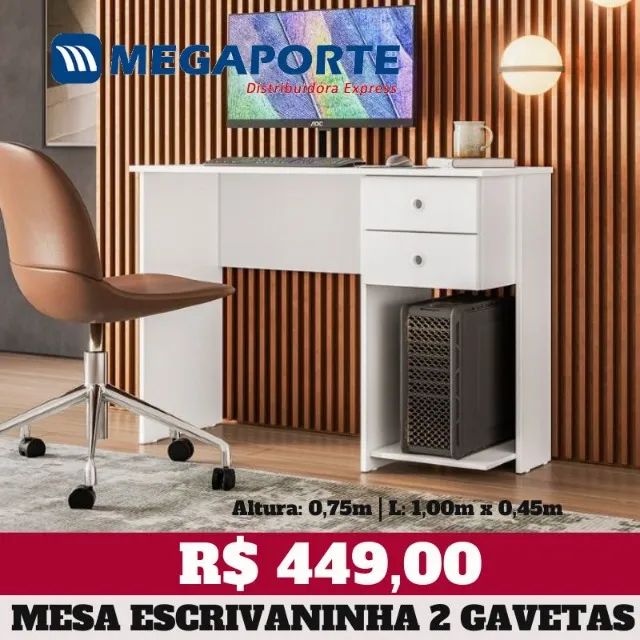 Mesa Escrivaninha 2 Gavetas (NOVO) Entrega Grátis!  - Foto 2