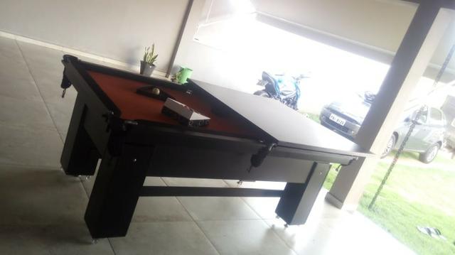 Mesa (Quatro Pés) Cor Preta Tecido Laranja e Borda Preta Mod. WQPV5158