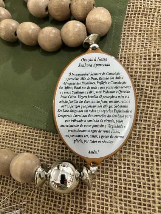 Terço de Mesa - TM 75 - decoração para casa - bolas madeira - religião católica - Foto 2