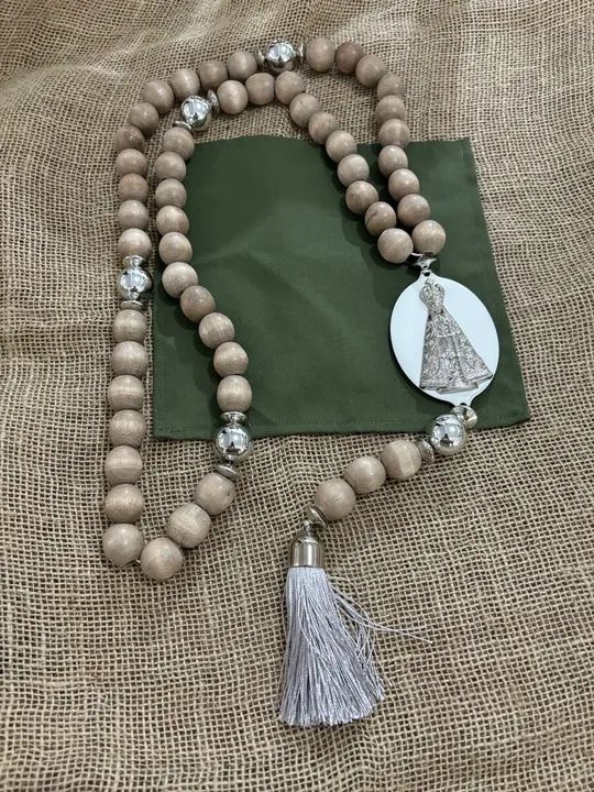 Terço de Mesa - TM 75 - decoração para casa - bolas madeira - religião católica - Foto 4