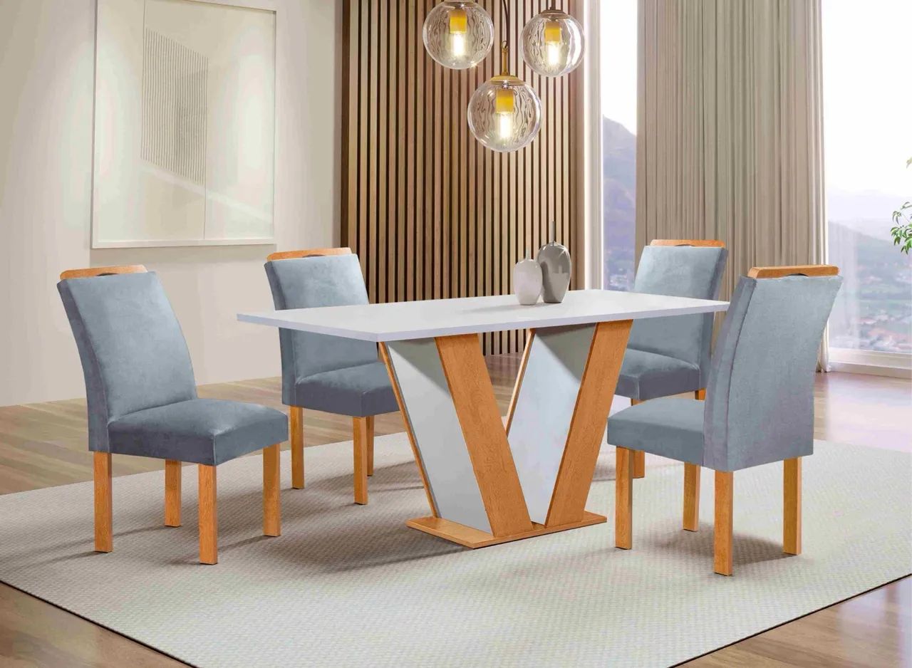 Mesa de Jantar 120x80 com 4 Cadeiras Mel s764