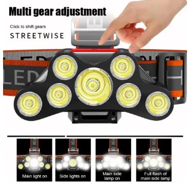 * Lanterna de Cabeça Recarregável com 7 LEDs / Pesca Bike Bicicleta Esportes z625  - Foto 2