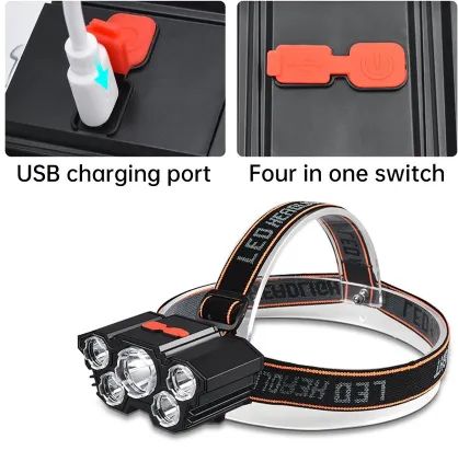 * Lanterna de Cabeça Recarregável com 7 LEDs / Pesca Bike Bicicleta Esportes z625  - Foto 4