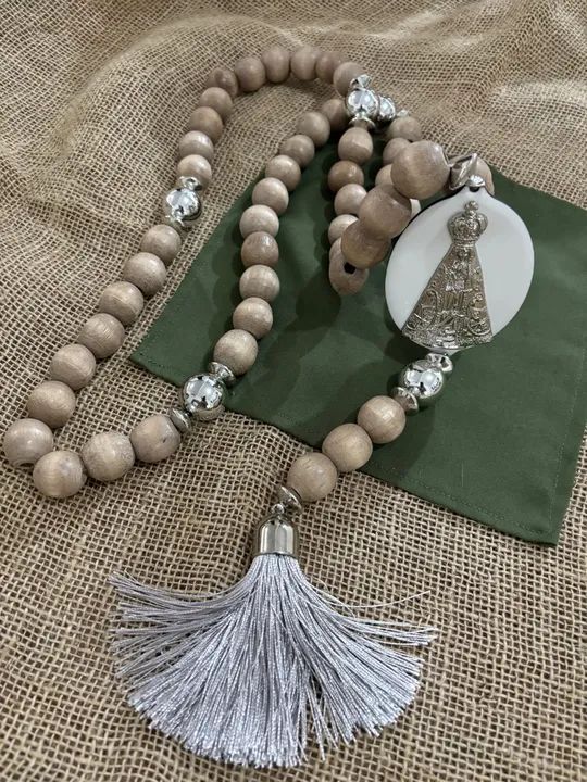 Terço de Mesa - TM 75 - decoração para casa - bolas madeira - religião católica - Foto 3