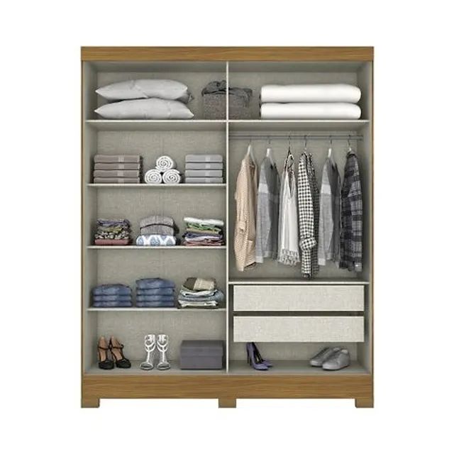 Guarda-Roupa 2 Portas com Espelho B74 - Entrega/Montagem Grátis para Fortaleza - Foto 3