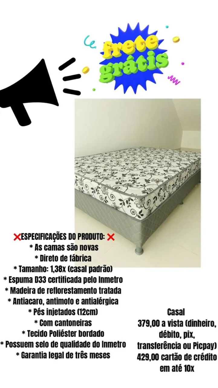 Cama Casal Box - Frete Grátis!