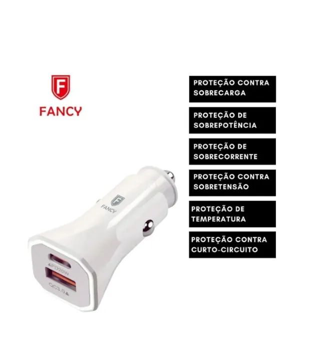 CARREGADOR VEICULAR 12/24V 38W 1 USB 1 USB TIPO-C FANCY CCK-K02 - Foto 3