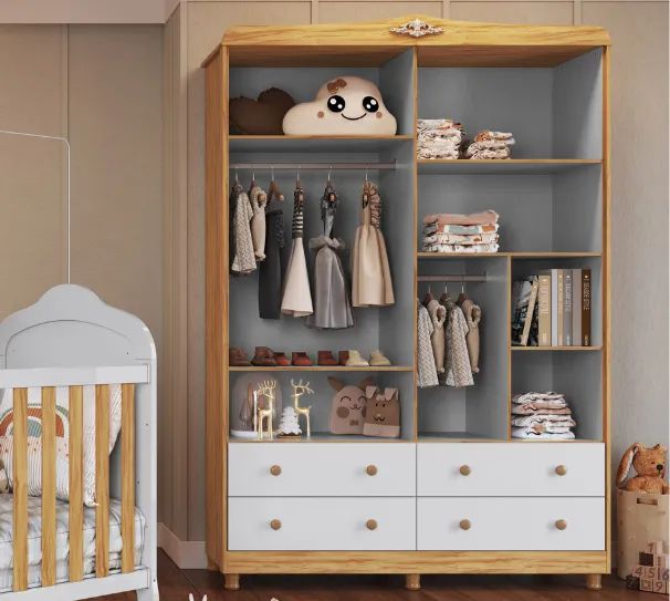 Roupeiro Infantil Elo Liso 100% MDF - Peroba - Foto 3