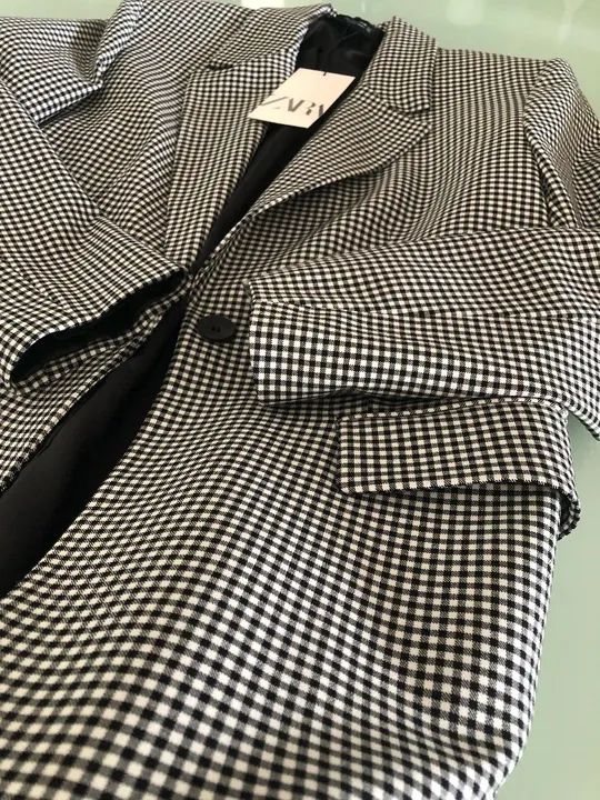 Blazer reto xadrez vichy feminino - Foto 4