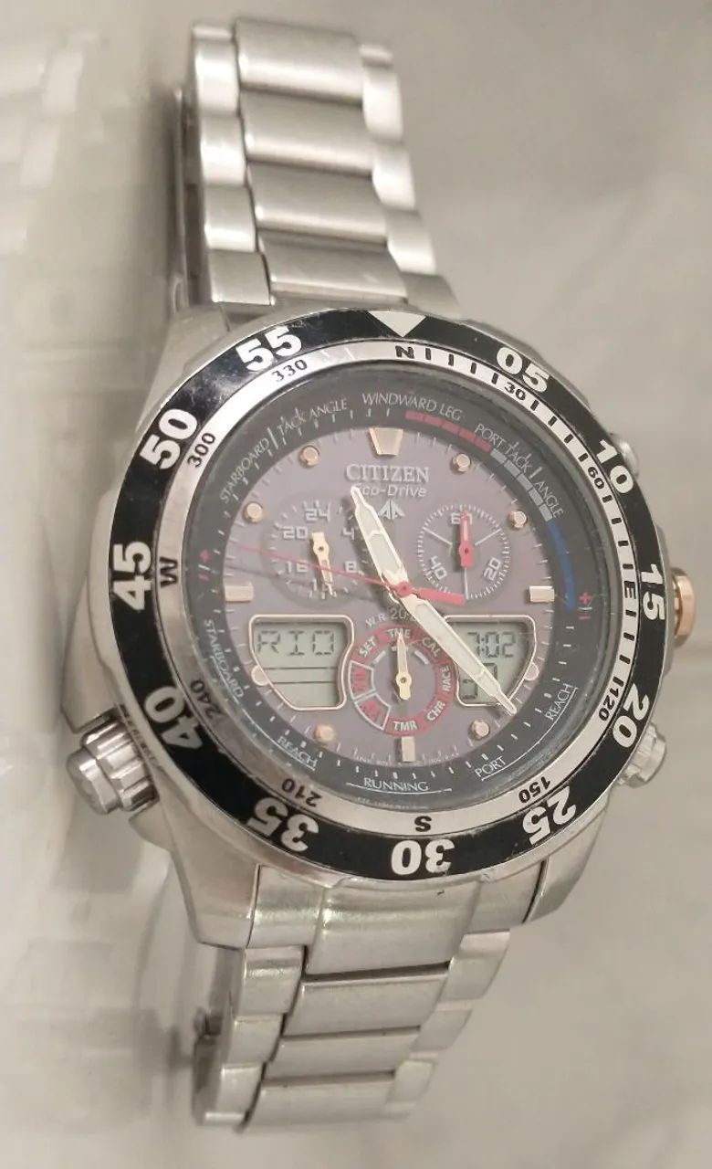 Relógio Citizen Eco-Drive aviador hora mundial masculino antigo raridade - Foto 4