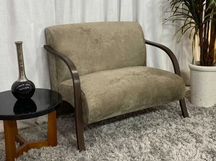 Conjunto de Poltronas 2x1x1 Cappuccino Braço Madeira - Foto 2