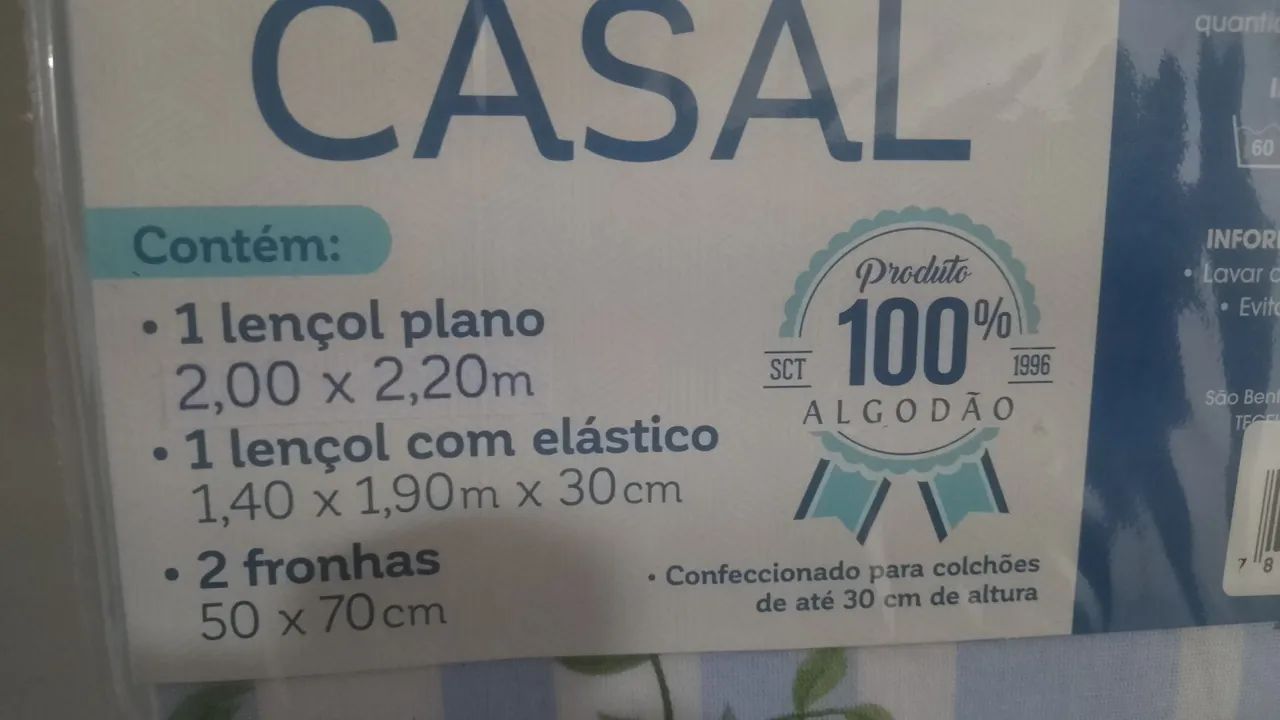 Jogo de Cama Casal 100% Algodão