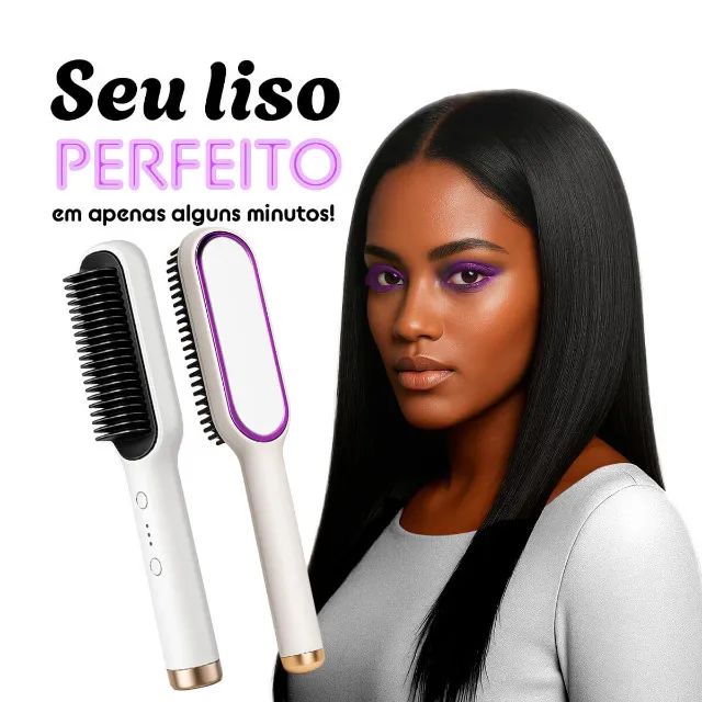 Escova Alisadora Portátil Bivolt com Luz Indicadora - Foto 4
