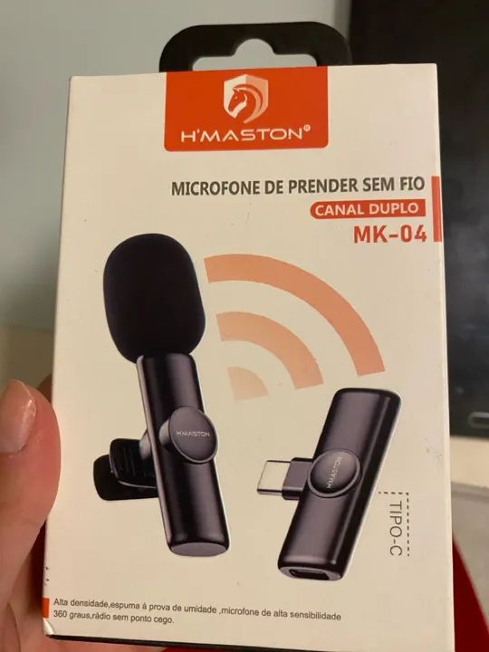Microfone de Lapela Sem Fio H'MASTON MK-04 - Canal Duplo