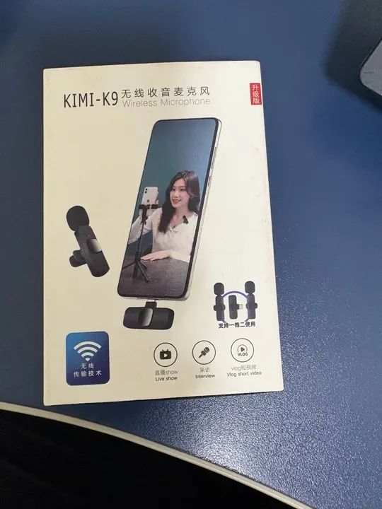 Microfone do Sem Fio KIMI-K9 para Live, Entrevista e Vlog