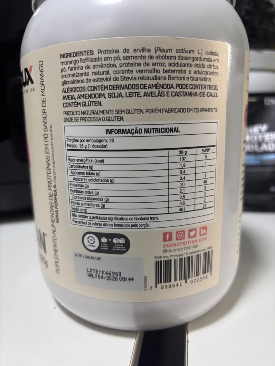 Proteína Vegetal em Pó Sabor Morango - 20 Porções