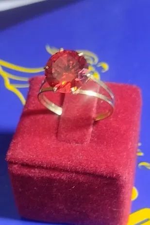 Anel Debutante Solitário Ouro 18 Kilates 2.5 Gramas Pedra Zircônia Laranja 10 mm Pedra Gra - Foto 2