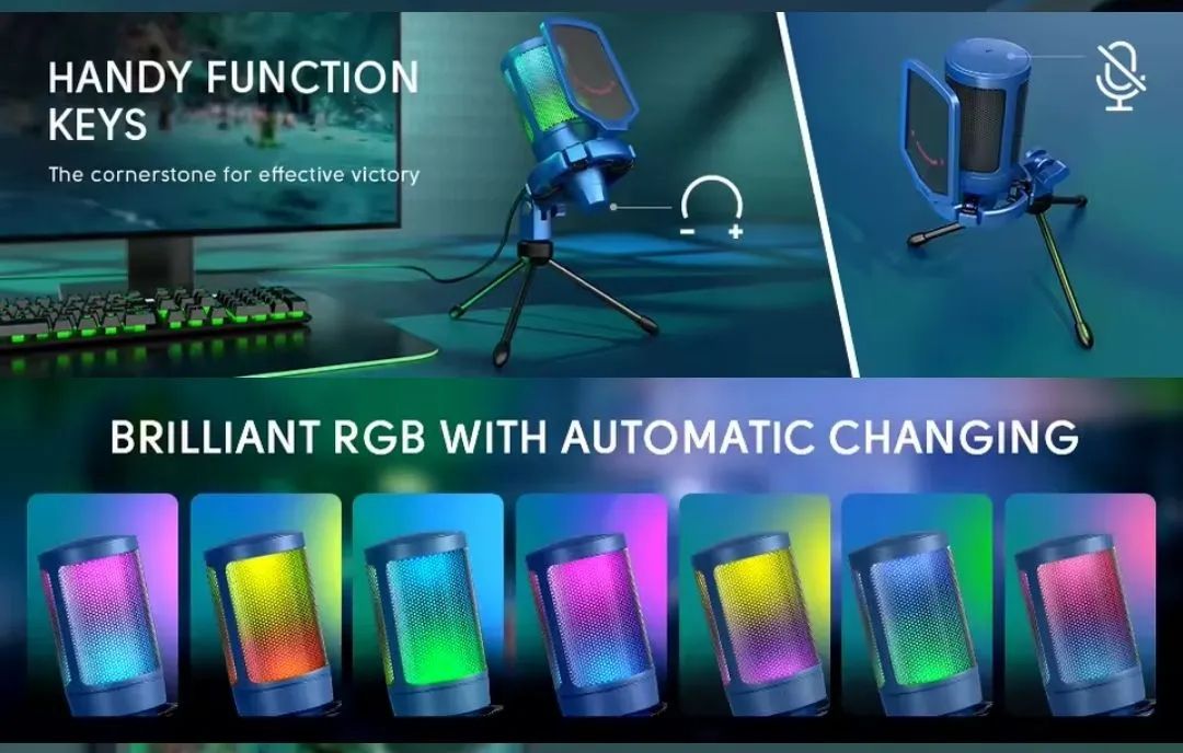 Microfone Fifine A6V USB RGB Condensador Cardioide com Tripé e Controle de Ganho - Foto 5