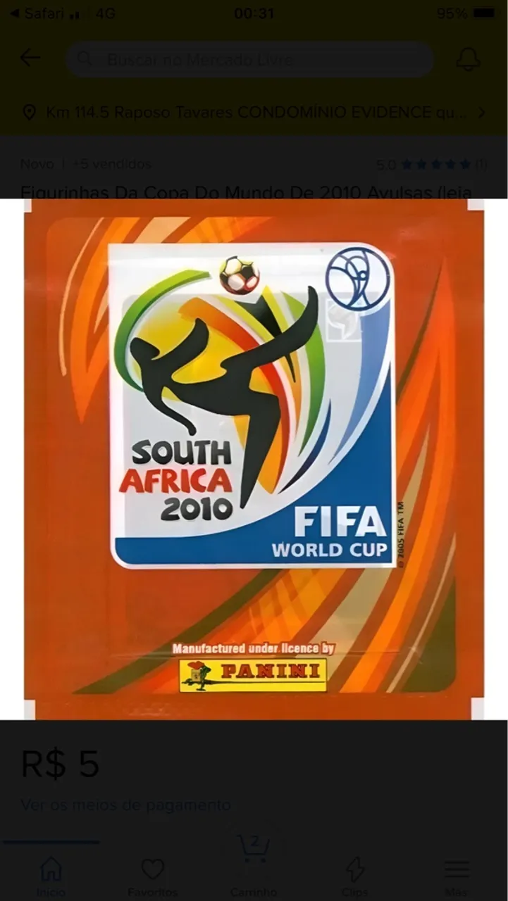 Figurinhas da Copa do Mundo 2010 - Raras, em ótimo estado