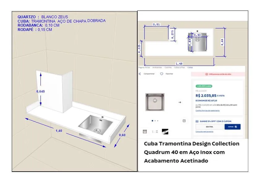 Cuba Tramontina Quadrum 40 em Aço Inox - Design e Qualidade
