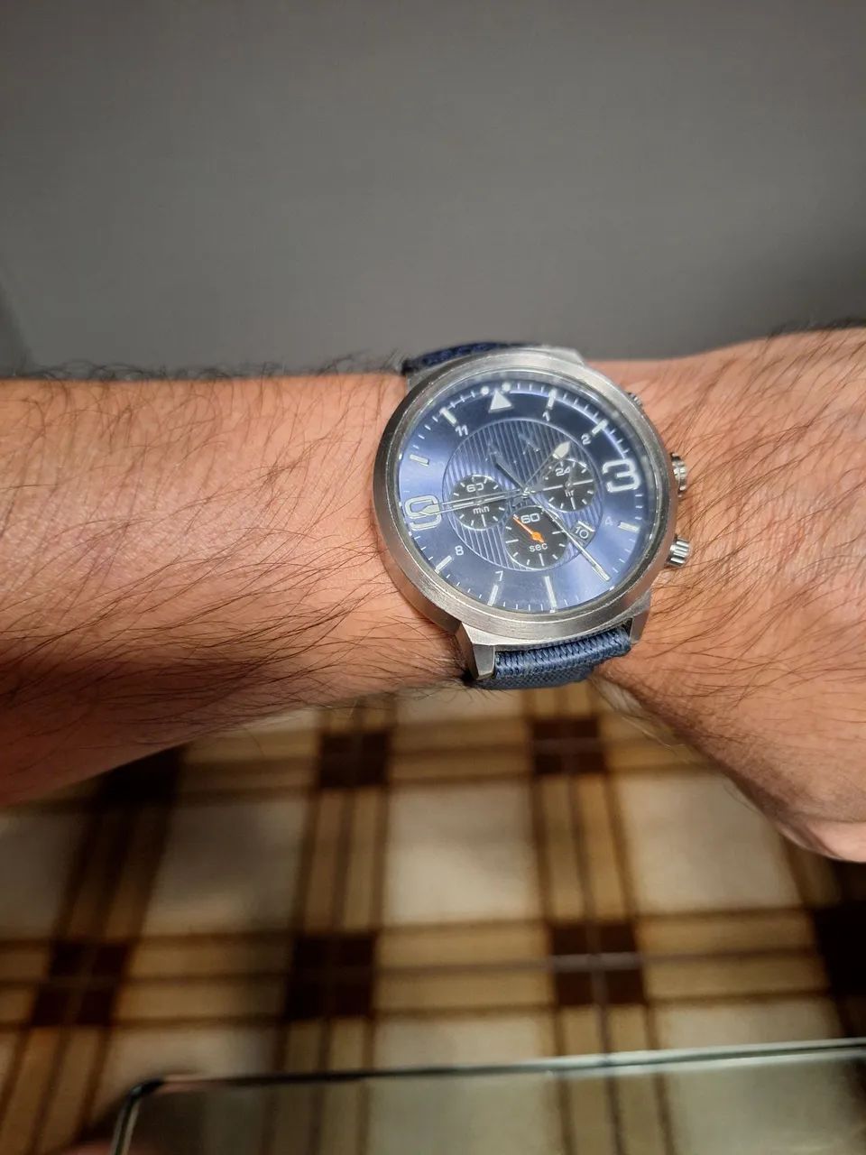  Relógio Armani Exchange Chronograph AX1373, pulseira nylon azul - Foto 3