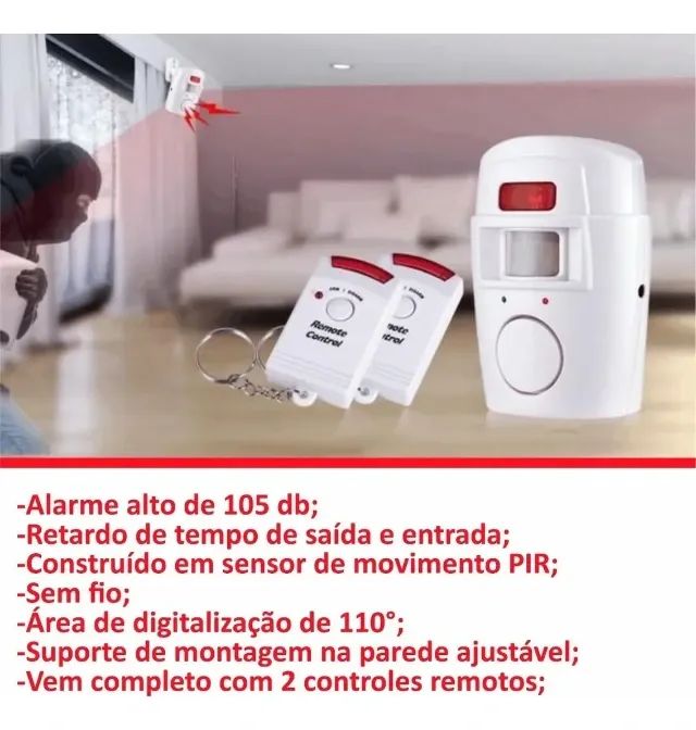  Alarme Residencial Sem Fio Sensor Presença + 2 Controles - Foto 6