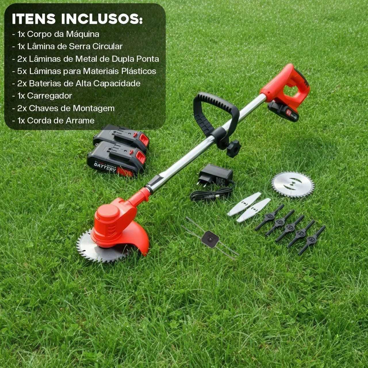 Roçadeira elétrica com 2 baterias 48V - Foto 2