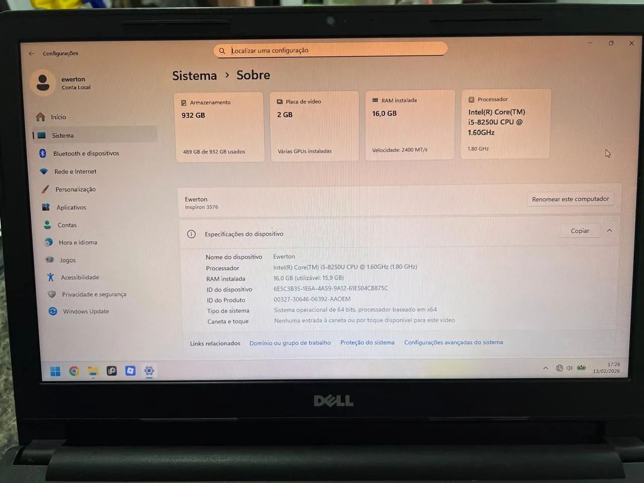 Notebook dell I5