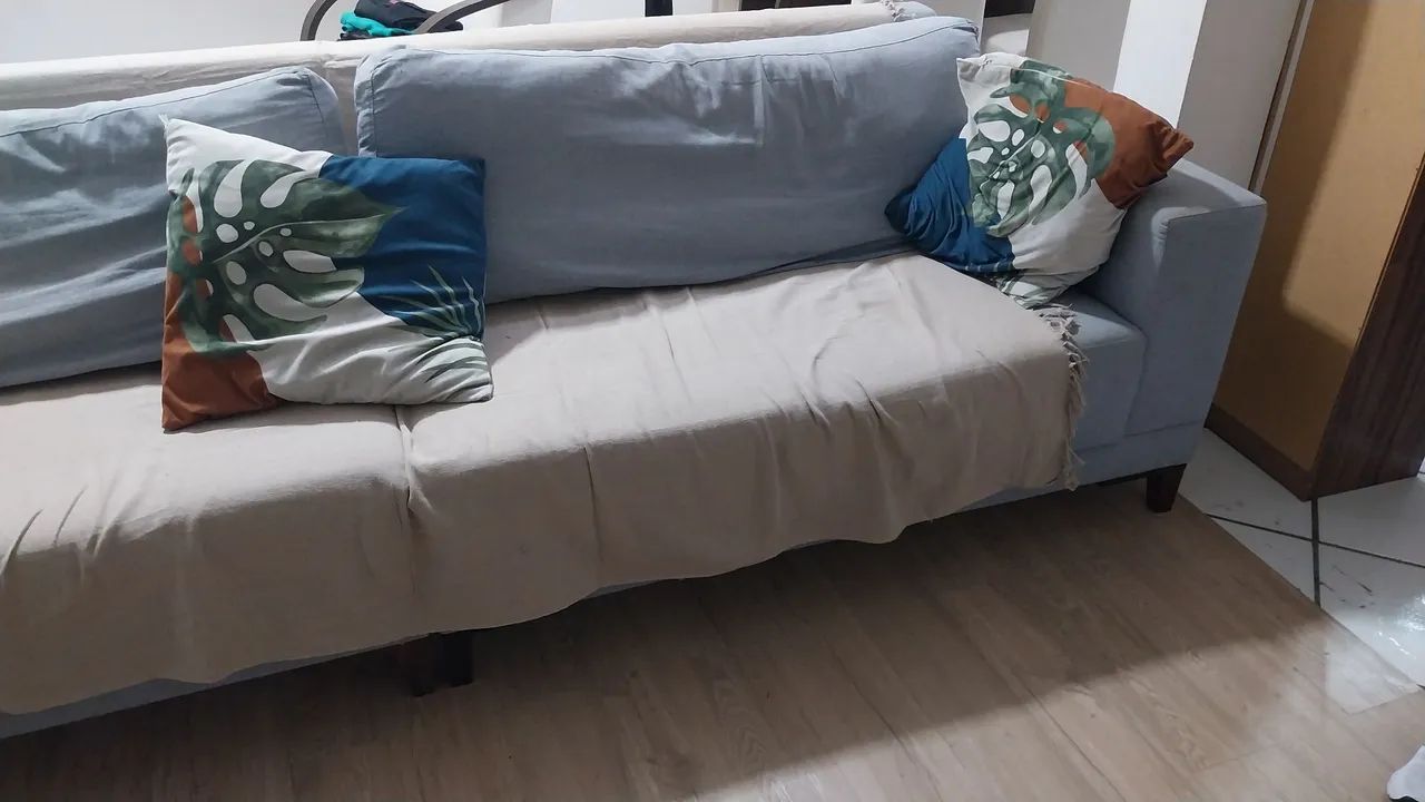 Sofá Plus Volga 4 Lugares Linho Cinza 280 cm - Foto 4