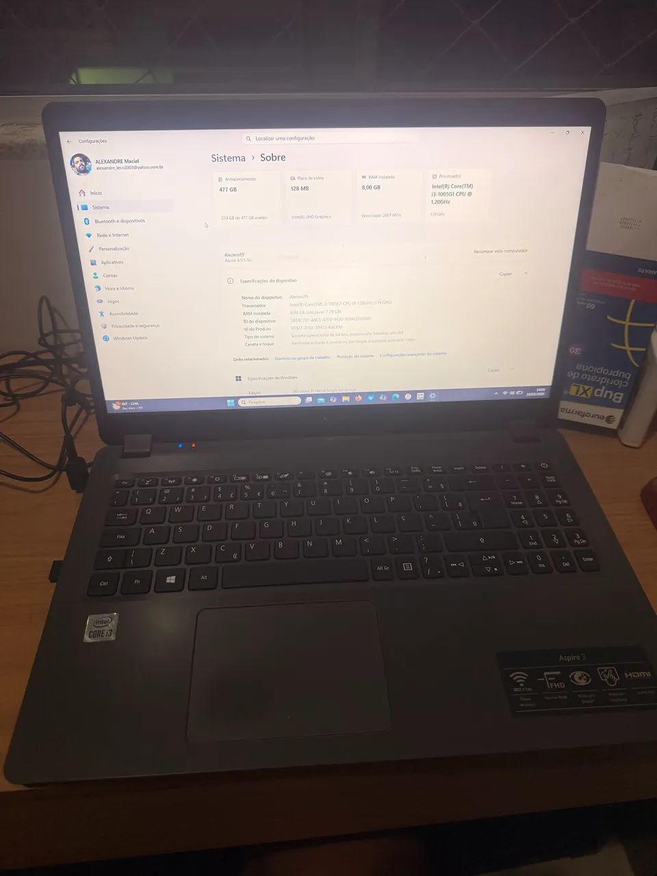 Notebook Acer aspire a315-56