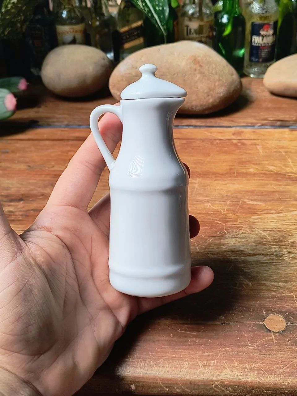 galheteiro para azeite em porcelana com floral de cerejeira antigo vintage antiquario - Foto 3