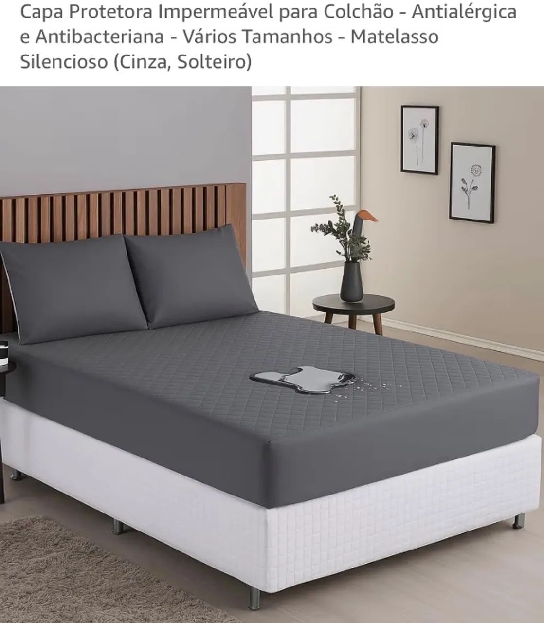 Capa protetora impermeável de cama solteiro  - Foto 2