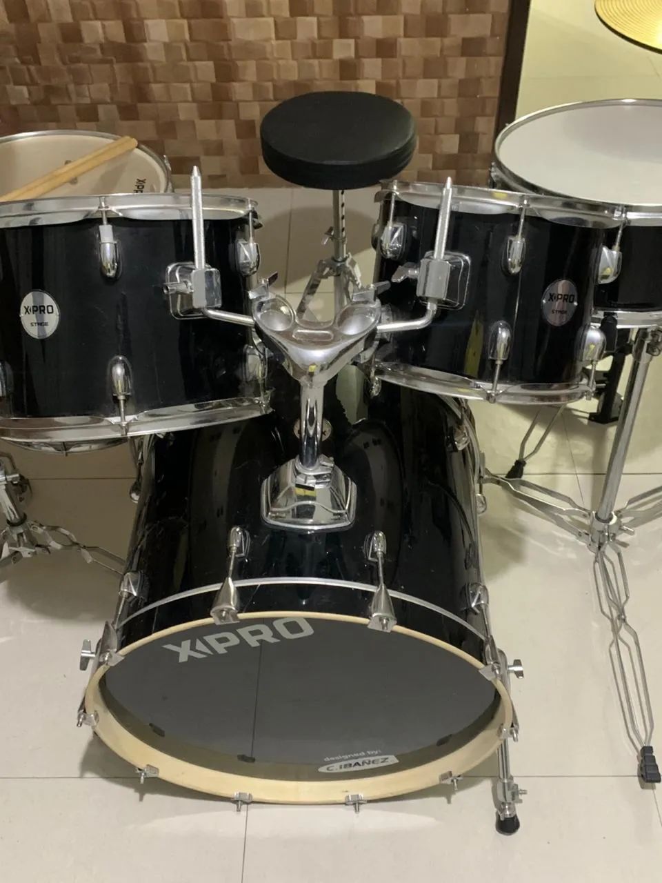 Bateria Acústica X-Pro Stage 5 Peças Preta - C.Ibanez - Muito Nova
