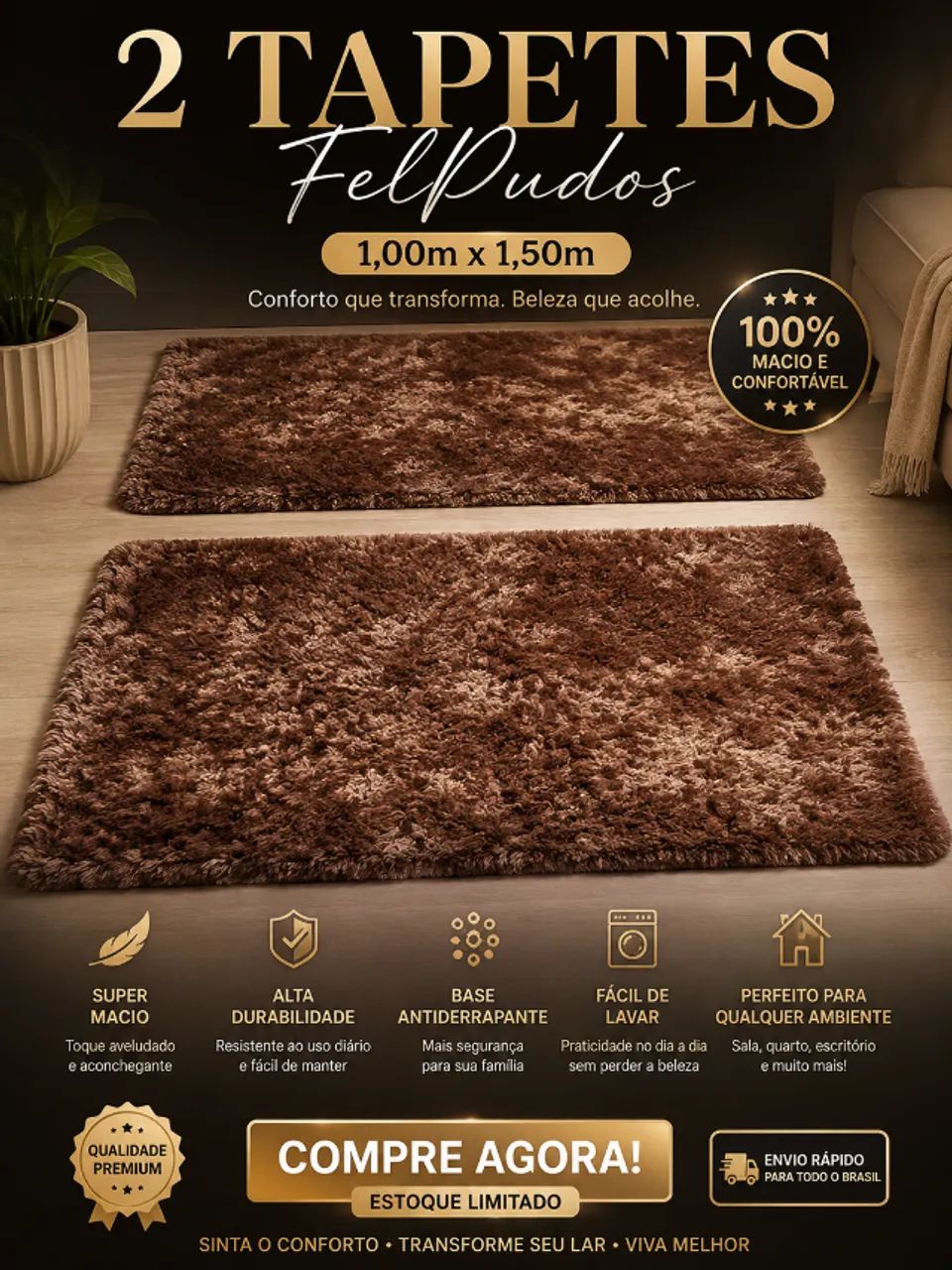DOIS TAPETES FELPUDOS 1,00 x 1,50m - Foto 2